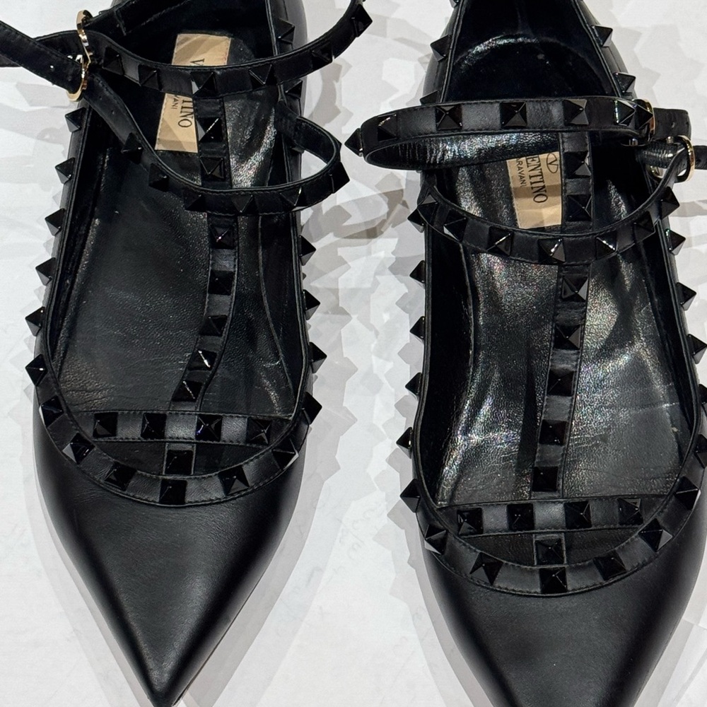 Valentino Black Studded Flats